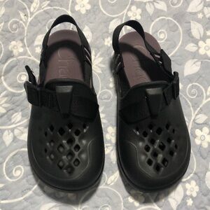 Chaco Black Adjustable Strap Clogs